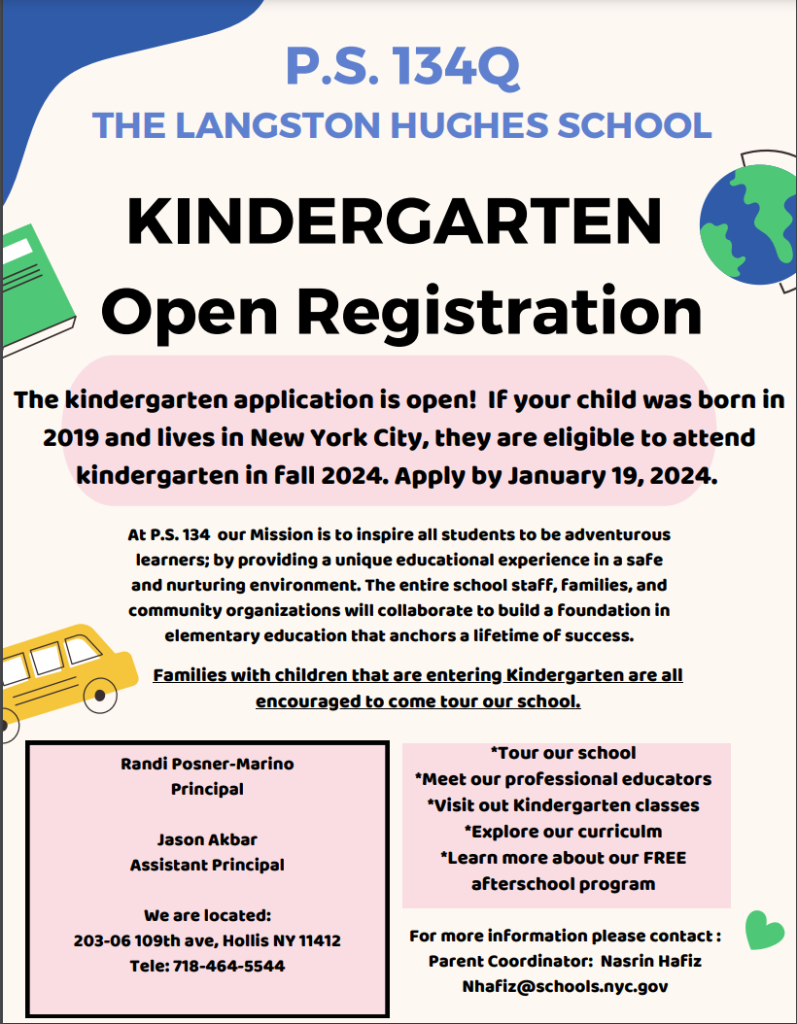 Kindergarten Registration flyer.